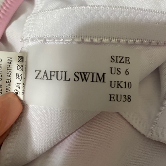 Zaful Pink Stripe Low Back One Piece Swimsuit - Picture 7 of 9